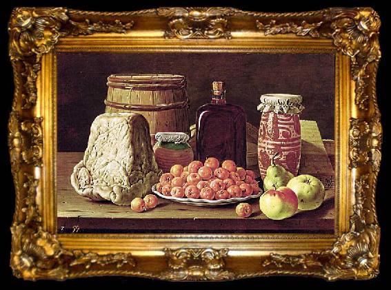 framed  Luis Egidio Melendez Still Life with Fruit and Cheese, ta009-2